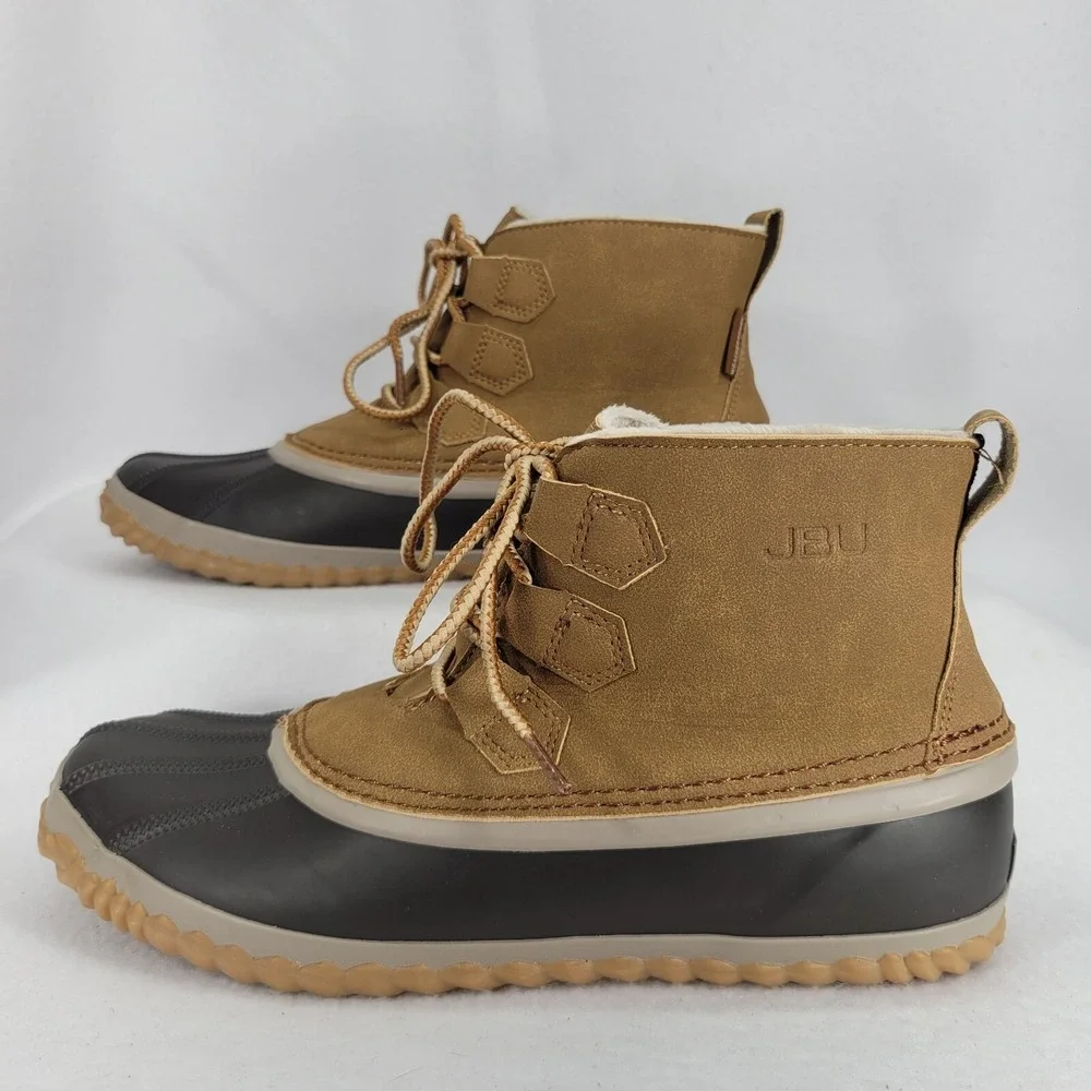 Jambu Boots Womens 9M Brown Nala Duck Rainboot Rubber Ankle Bootie Vegan Leather